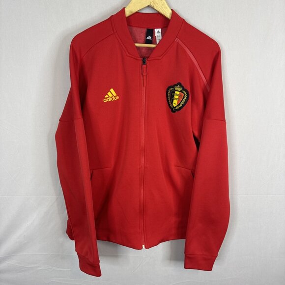 Adidas Belgium National Team Red Track Jacket L Euro Soccer CF8895 - Picture 1 of 10